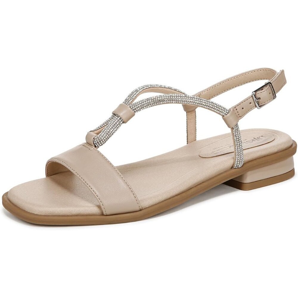 LifeStride Radiant Slingback Sandals 10W Tender Taupe Rhinestone NIB - Picture 2 of 7